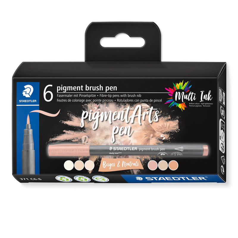 Staedtler - Brush Pen Pigment Beige 6 Pcs Assorted (371C6-6)