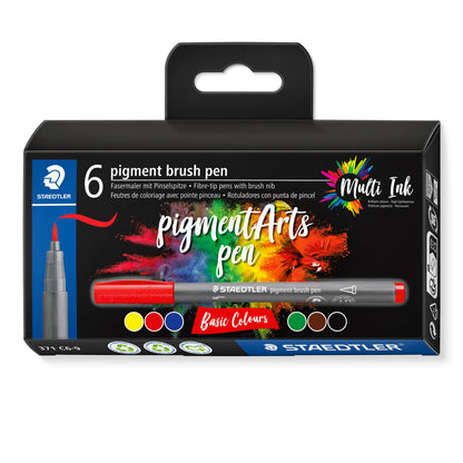 Staedtler - Brush Pen Pigment Basic 6 Pcs Assorted (371C6-9)