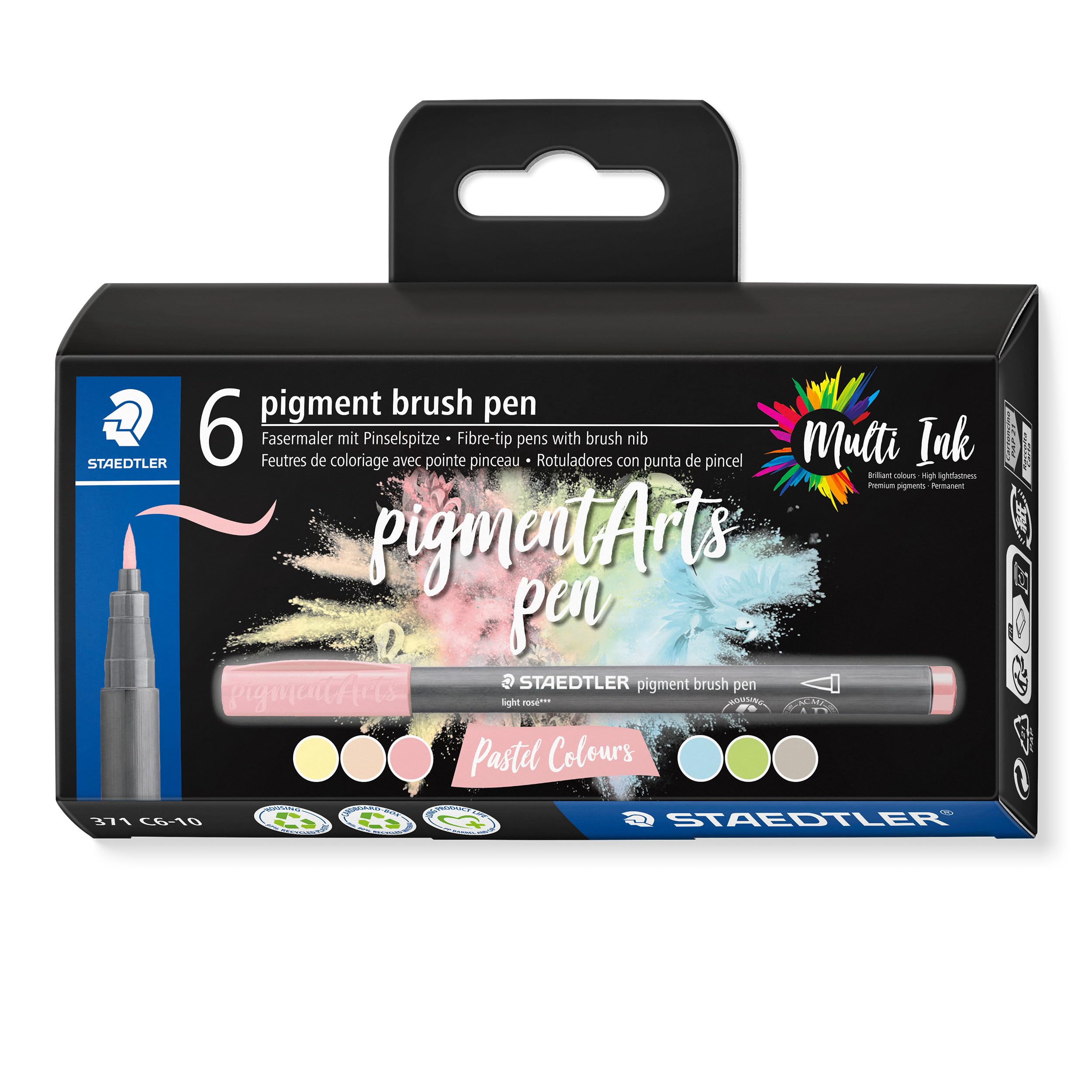 Staedtler - Brush Pen Pigment Pastel 6 Pcs Assorted (371C6-10)