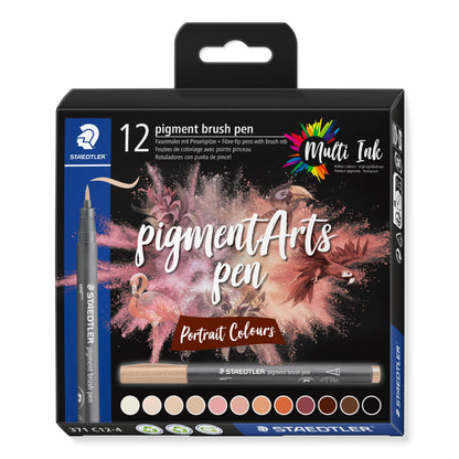 Staedtler - Pigment Brush Pens 12Pcs Assorted (371C12-4)
