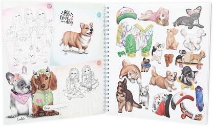 Depesche TOPModel 13218 Create Your Doggy Colouring Book with 40 Pages for Designing Dogs Motifs Includes 5 Sticker Sheets Multi-Coloured