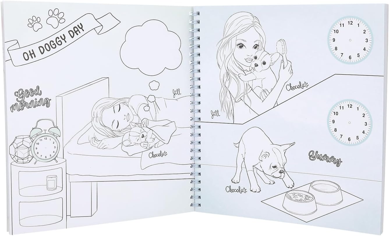 Depesche TOPModel 13218 Create Your Doggy Colouring Book with 40 Pages for Designing Dogs Motifs Includes 5 Sticker Sheets Multi-Coloured