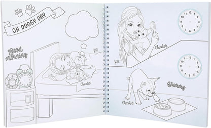 Depesche TOPModel 13218 Create Your Doggy Colouring Book with 40 Pages for Designing Dogs Motifs Includes 5 Sticker Sheets Multi-Coloured