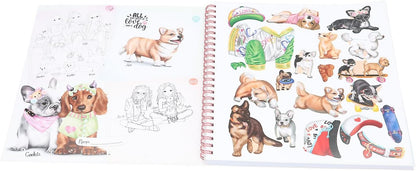 Depesche TOPModel 13218 Create Your Doggy Colouring Book with 40 Pages for Designing Dogs Motifs Includes 5 Sticker Sheets Multi-Coloured