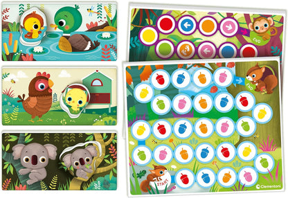 Clementoni - Sapientino Parents and Puppies 2 Years, Flashcard, Flashcards for Children, Montessori Game, Getting to Know the Animals, Shaped Cards, Italian, Made in Italy, 16852, Multi-Colour