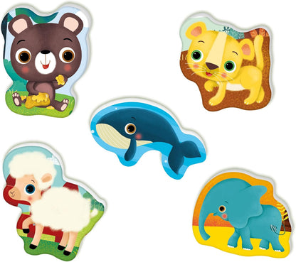Clementoni - Sapientino Parents and Puppies 2 Years, Flashcard, Flashcards for Children, Montessori Game, Getting to Know the Animals, Shaped Cards, Italian, Made in Italy, 16852, Multi-Colour