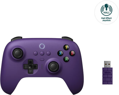 8Bitdo Ultimate 2.4G Wireless Controller, Hall Effect Joystick Update, Gaming Controller with Charging Dock for PC, Android, Steam Deck & Apple (Purple