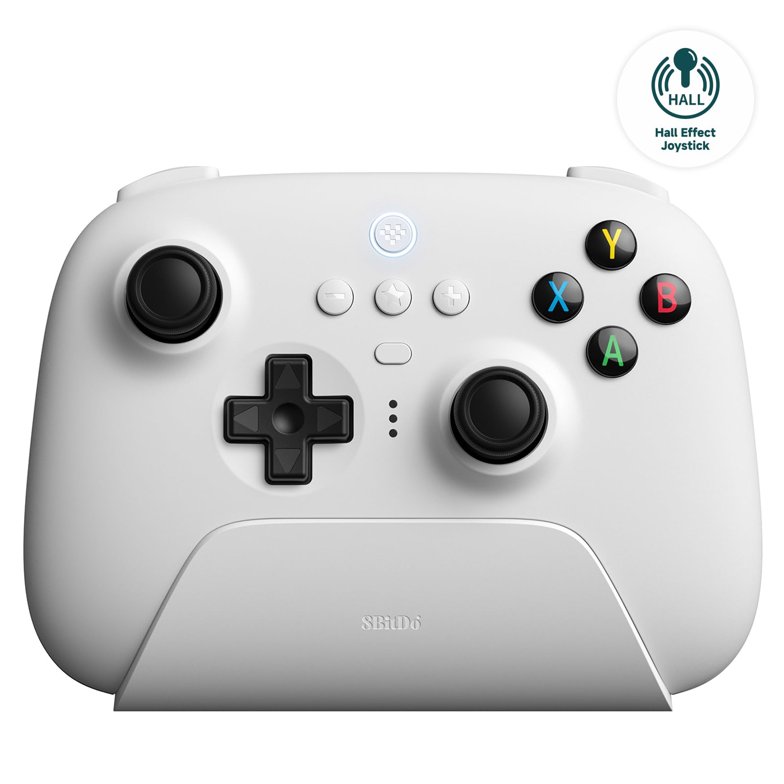 8Bitdo Ultimate 2.4G Wireless Controller, Hall Effect Joystick Update, Gaming Controller with Charging Dock for PC, Android, Steam Deck & Apple (White