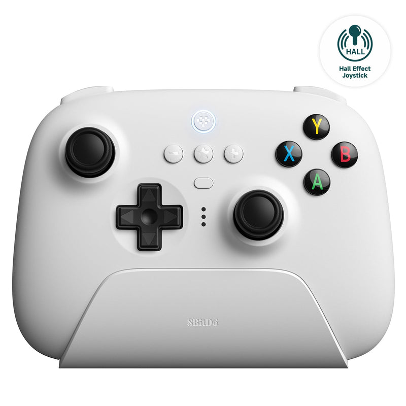 8Bitdo Ultimate 2.4G Wireless Controller, Hall Effect Joystick Update, Gaming Controller with Charging Dock for PC, Android, Steam Deck & Apple (White