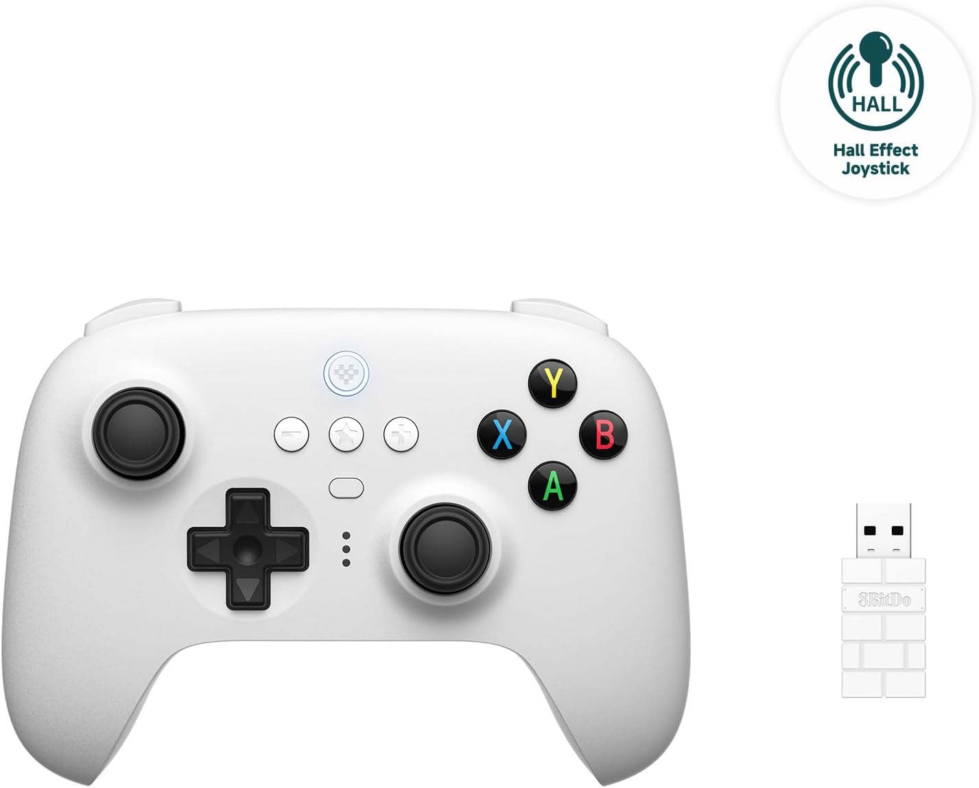 8Bitdo Ultimate 2.4G Wireless Controller, Hall Effect Joystick Update, Gaming Controller with Charging Dock for PC, Android, Steam Deck & Apple (White