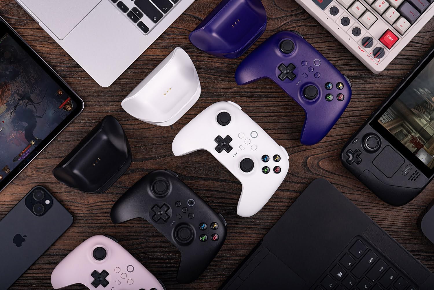 8Bitdo Ultimate 2.4G Wireless Controller, Hall Effect Joystick Update, Gaming Controller with Charging Dock for PC, Android, Steam Deck & Apple (White