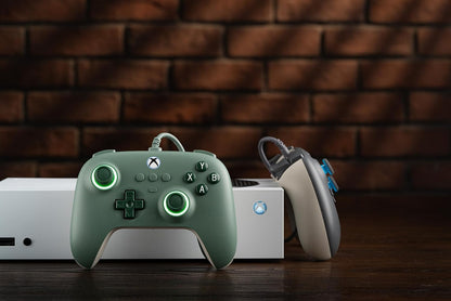 8Bitdo Ultimate C Wired Controller for Xbox, RGB Lighting Fire Ring and Hall Effect Joysticks, Compatible with Xbox Series X|S, Xbox One, Windows 10/11 - Officially Licensed (Dark Green