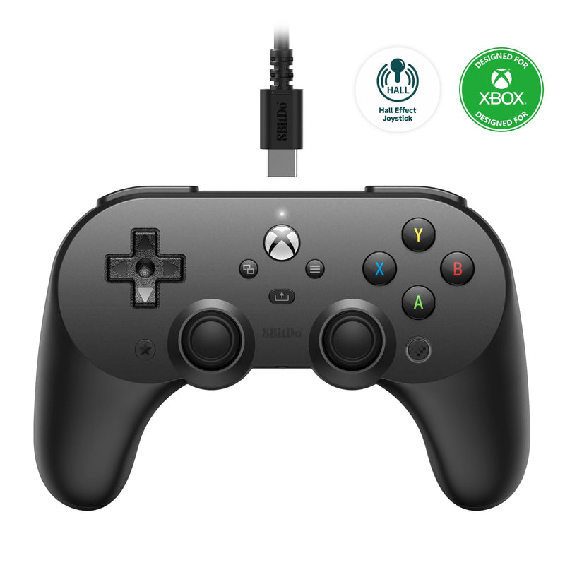 8Bitdo Pro 2 Wired Controller for Xbox, Hall Effect Joystick Update, 3.5mm Audio Jack, Compatible with Xbox Series X|S, Xbox One, Windows 10/11 - Officially Licensed (Black