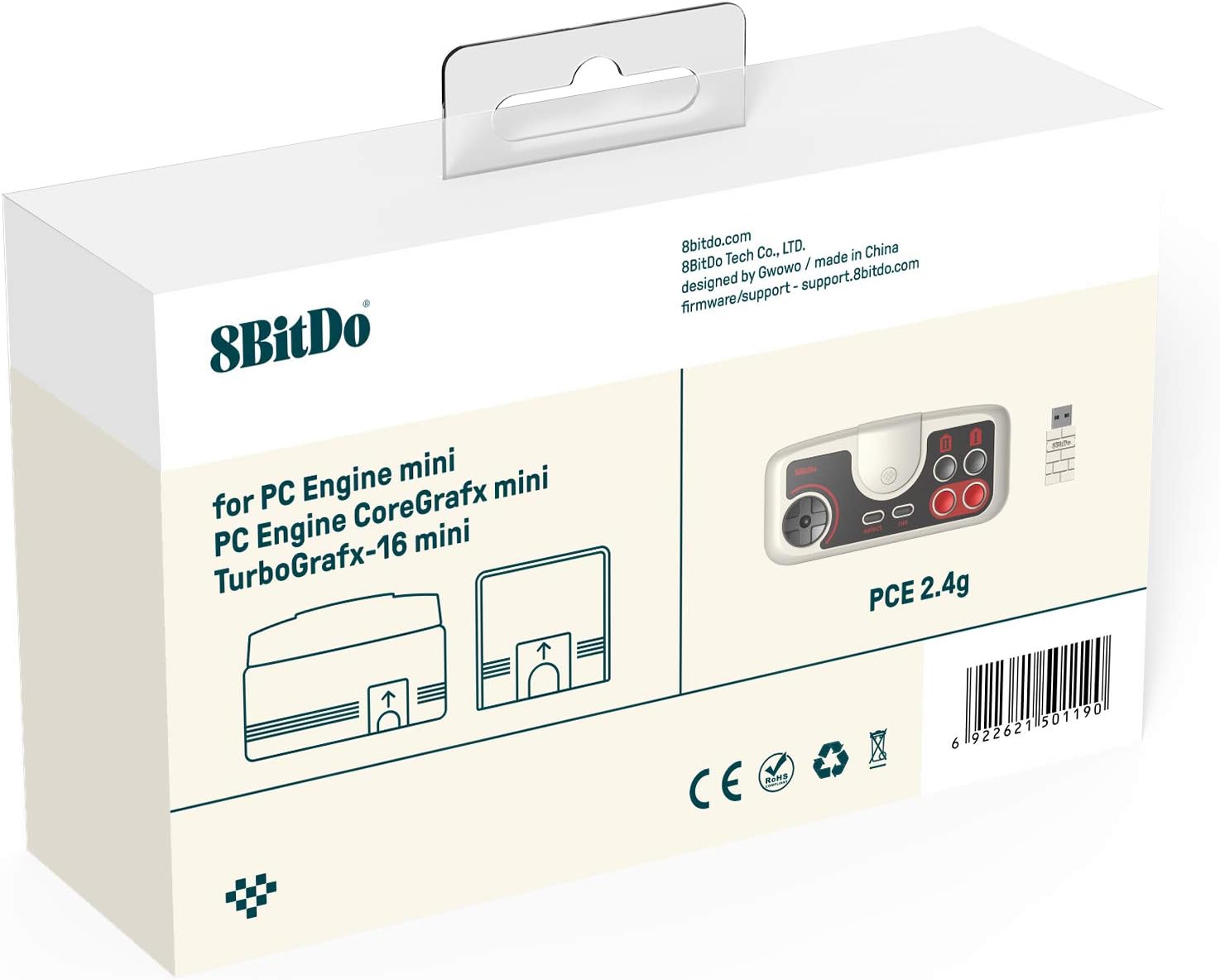 8Bitdo PCE 2.4G Wireless Gamepad for PC Engine Mini, PC Engine CoreGrafx Mini, TurboGrafx-16 Mini & Nintendo Switch (PCE Edition
