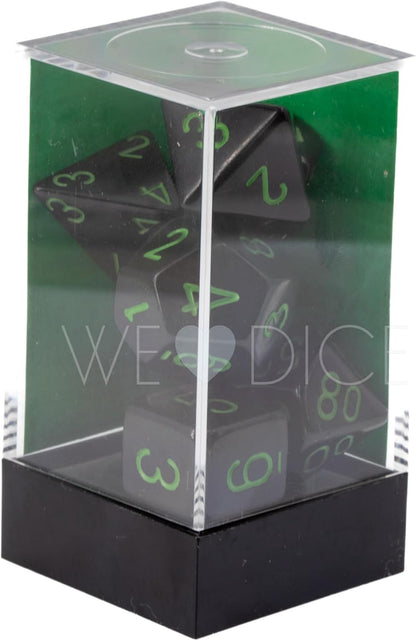Opaque Black/Green Polyhedral 7-Dice Set