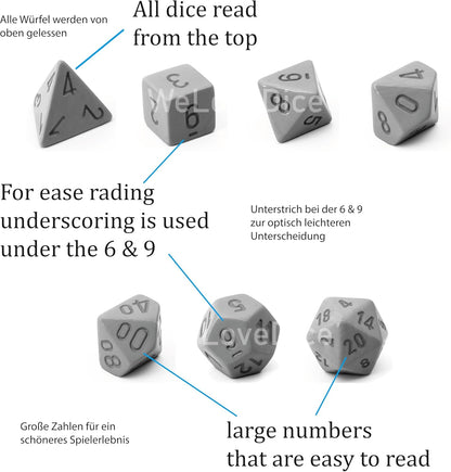 Opaque Black/Green Polyhedral 7-Dice Set