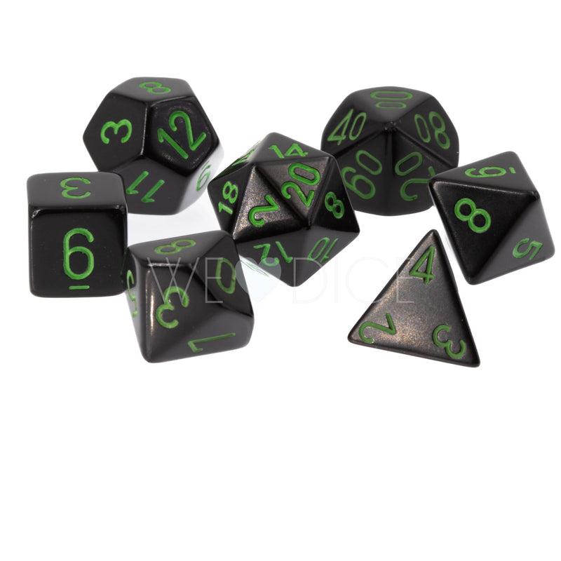 Opaque Black/Green Polyhedral 7-Dice Set