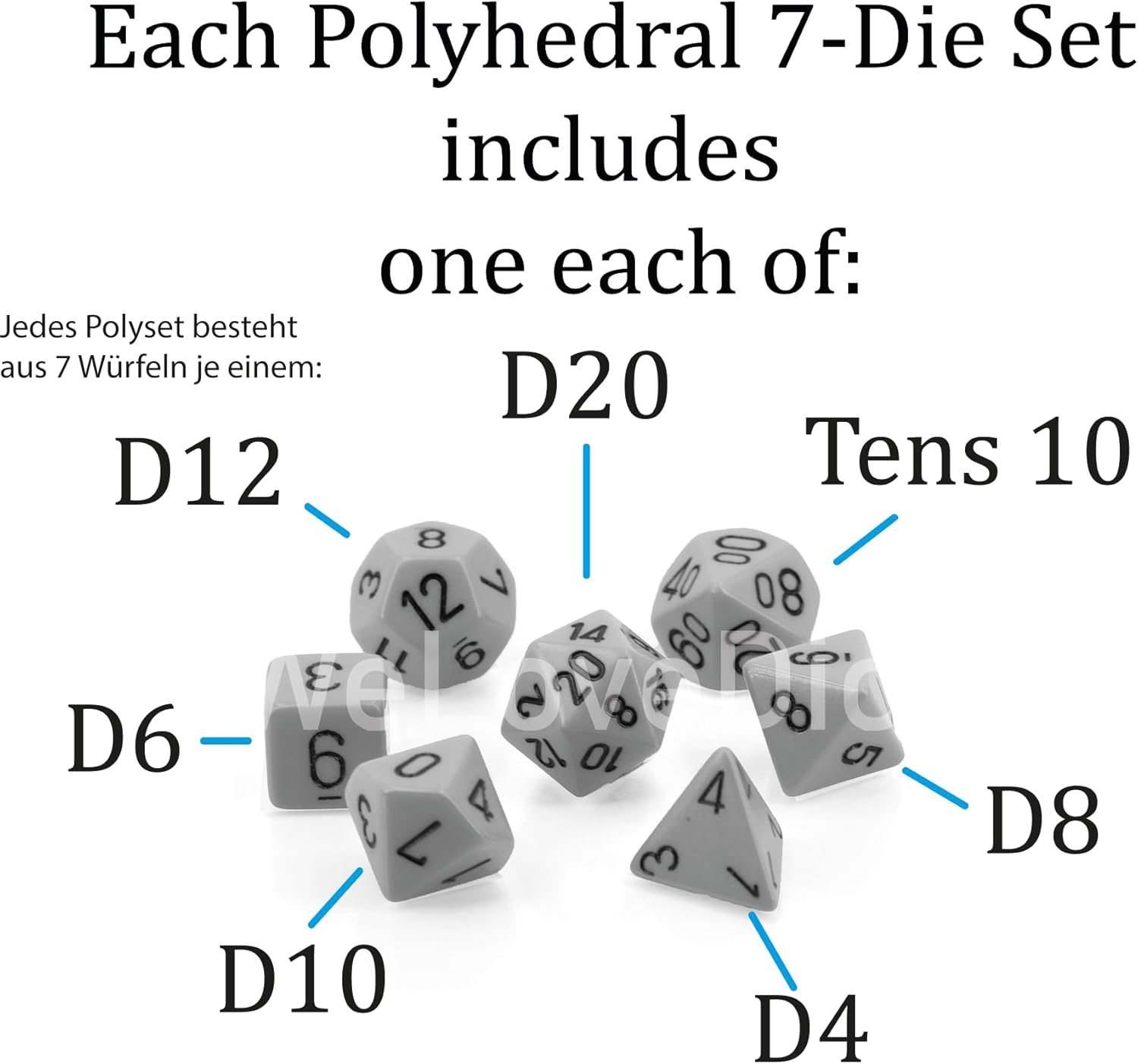 Opaque Black/Green Polyhedral 7-Dice Set