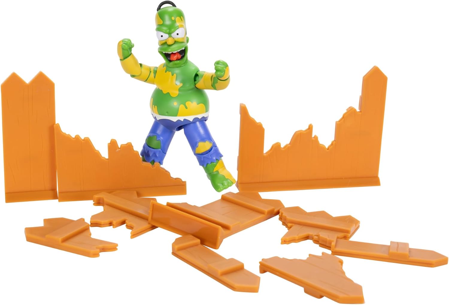 The Simpsons Furious Homer 12.7cm Premium Collector's Action Figure by JAKKS Pacific, Includes Accessories and Breakable Fence, Smashing Arm Action, Fully Articulated