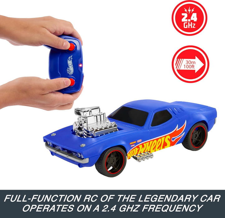 Hot Wheels Toy Car, 1:16 Scale RC Rodger Dodger Remote-Control Vehicle, Special 50th Anniversary Edition