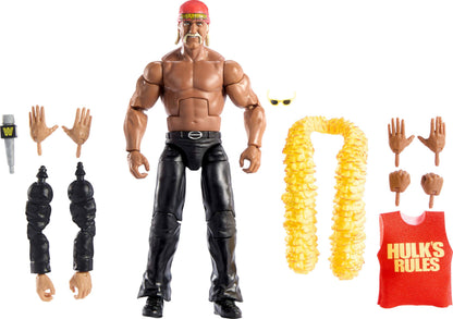 WWE Mattel Elite Collection Action Figure & Accessories, Premium Live Event Hulk Hogan Set, Wrestlemania with Howard Finkel Build-A-Figure Parts