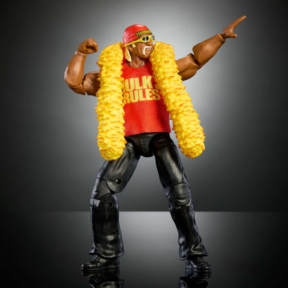 WWE Mattel Elite Collection Action Figure & Accessories, Premium Live Event Hulk Hogan Set, Wrestlemania with Howard Finkel Build-A-Figure Parts