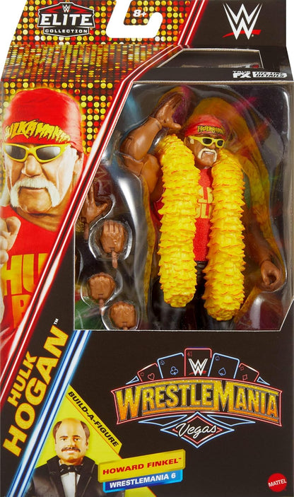 WWE Mattel Elite Collection Action Figure & Accessories, Premium Live Event Hulk Hogan Set, Wrestlemania with Howard Finkel Build-A-Figure Parts