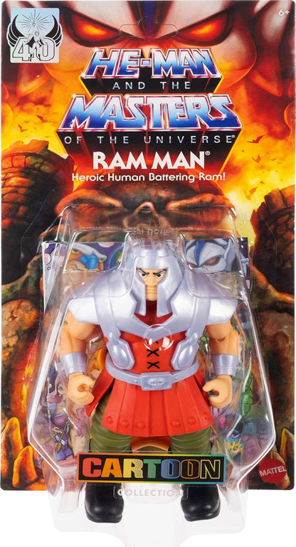 Masters of the Universe Origins Action Figure Cartoon Collection Ram Man, 5.5-inch 1980s MOTU TV Human Battering Ram, Detailed Design & Accessory, JBM77