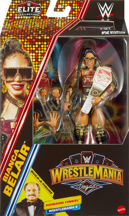 WWE Mattel Elite Collection Action Figure & Accessories, Premium Live Event Bianca Belair Set, Wrestlemania with Howard Finkel Build-A-Figure Parts
