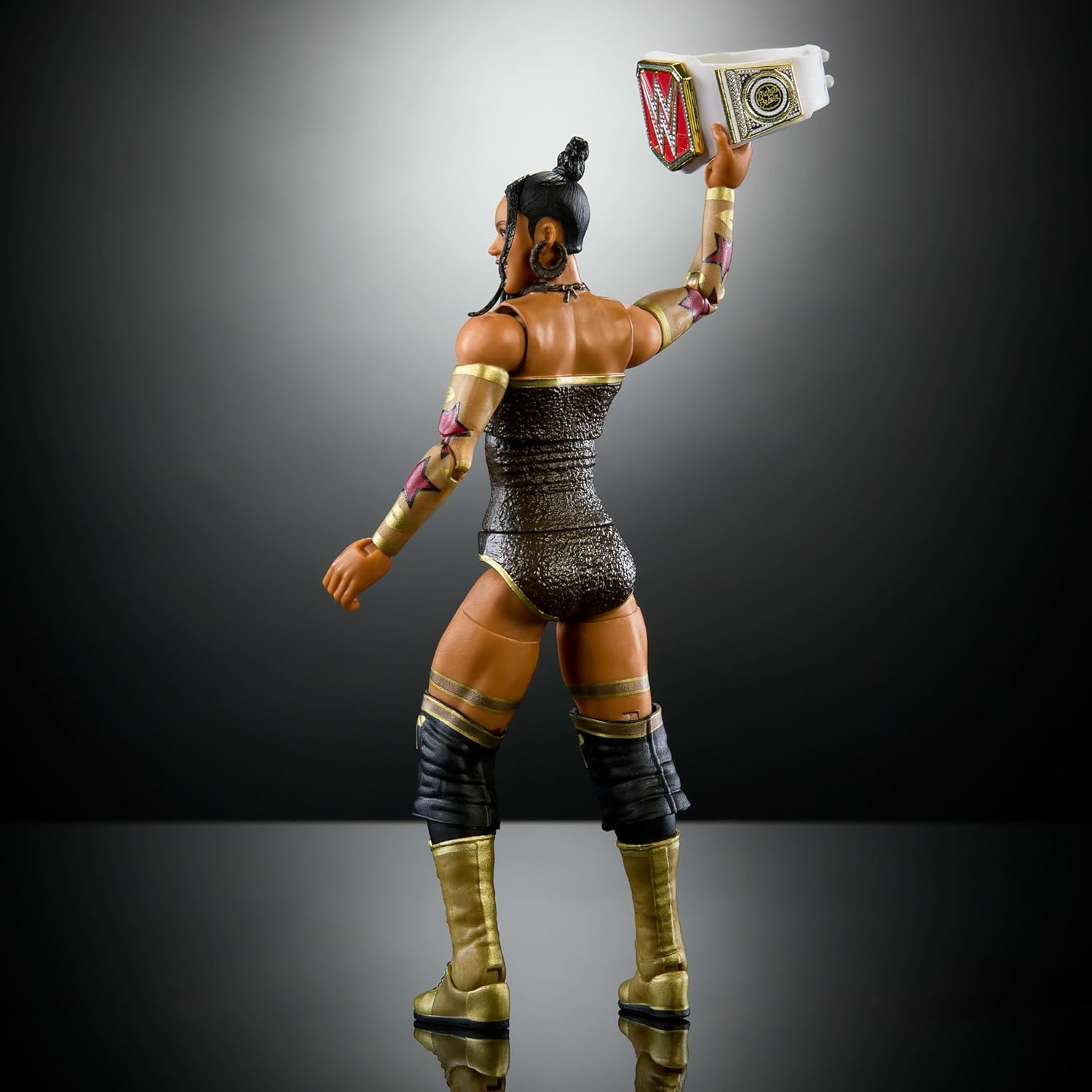 WWE Mattel Elite Collection Action Figure & Accessories, Premium Live Event Bianca Belair Set, Wrestlemania with Howard Finkel Build-A-Figure Parts