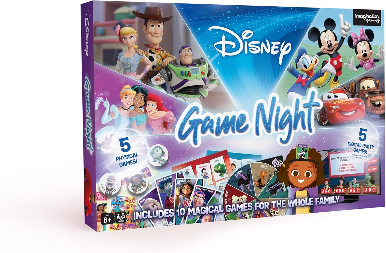 Disney Game Night: 10-in-1 Family-Friendly Board Game Collection with Beloved Characters and Exciting Gameplay for Kids 6 and Up