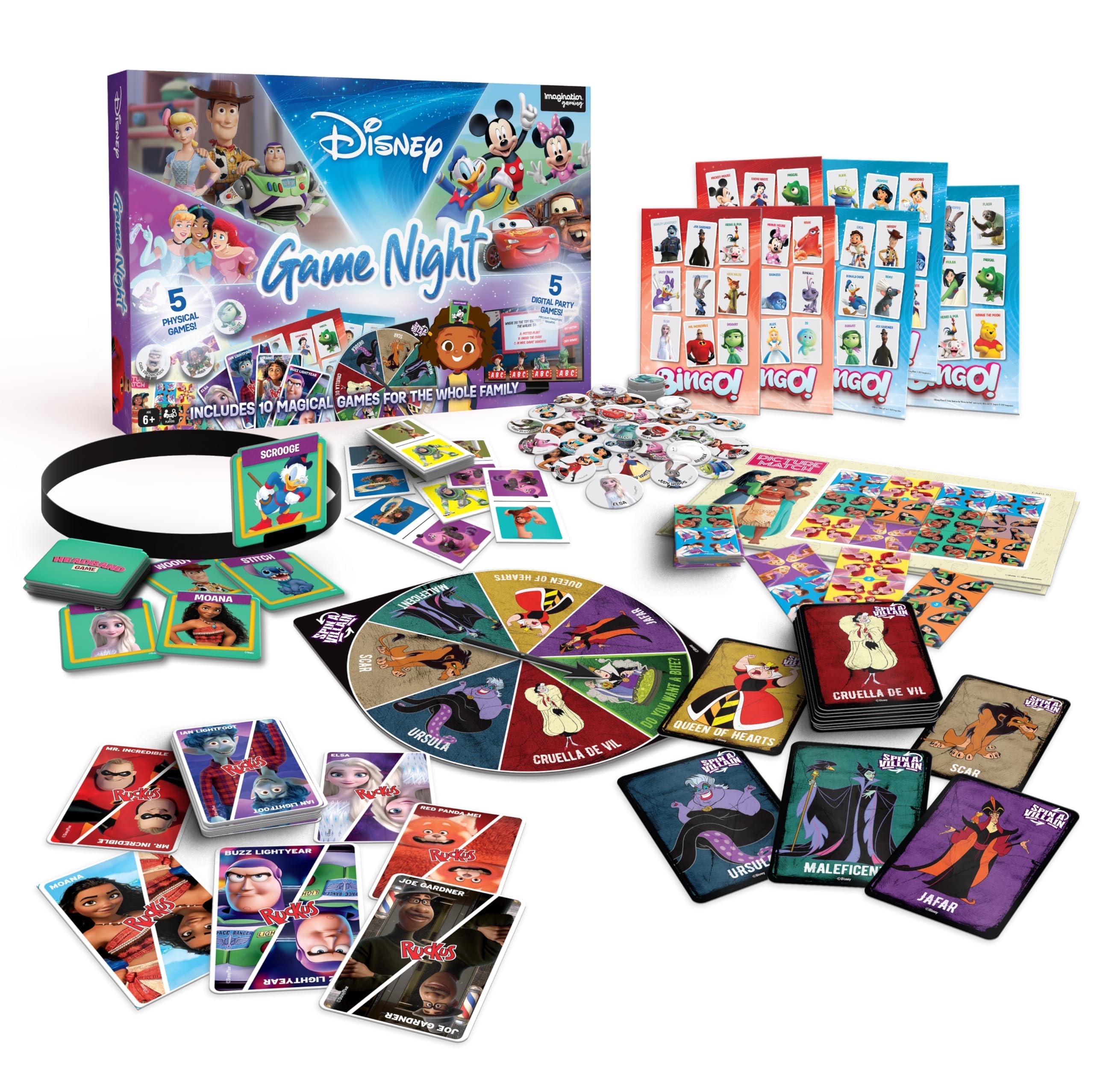 Disney Game Night: 10-in-1 Family-Friendly Board Game Collection with Beloved Characters and Exciting Gameplay for Kids 6 and Up