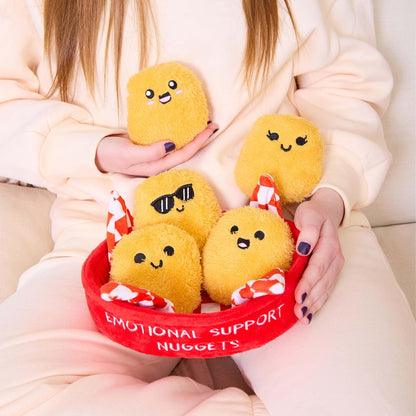 Relatable, peluche e peluche a forma di crocchette di pollo con supporto emotivo, ottima idea regalo per persone care di tutte le età, include 5 peluche con cestino per il trasporto