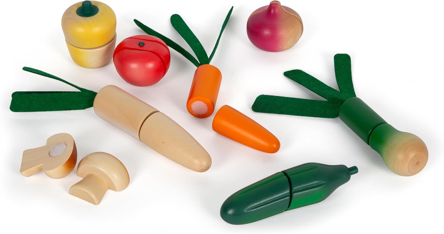 small foot Schneide-Set Obst und Gemüse Fresh, Lebensmittel für Kinderküche, Rollenspielzeug ab 2 Jahren, 12563