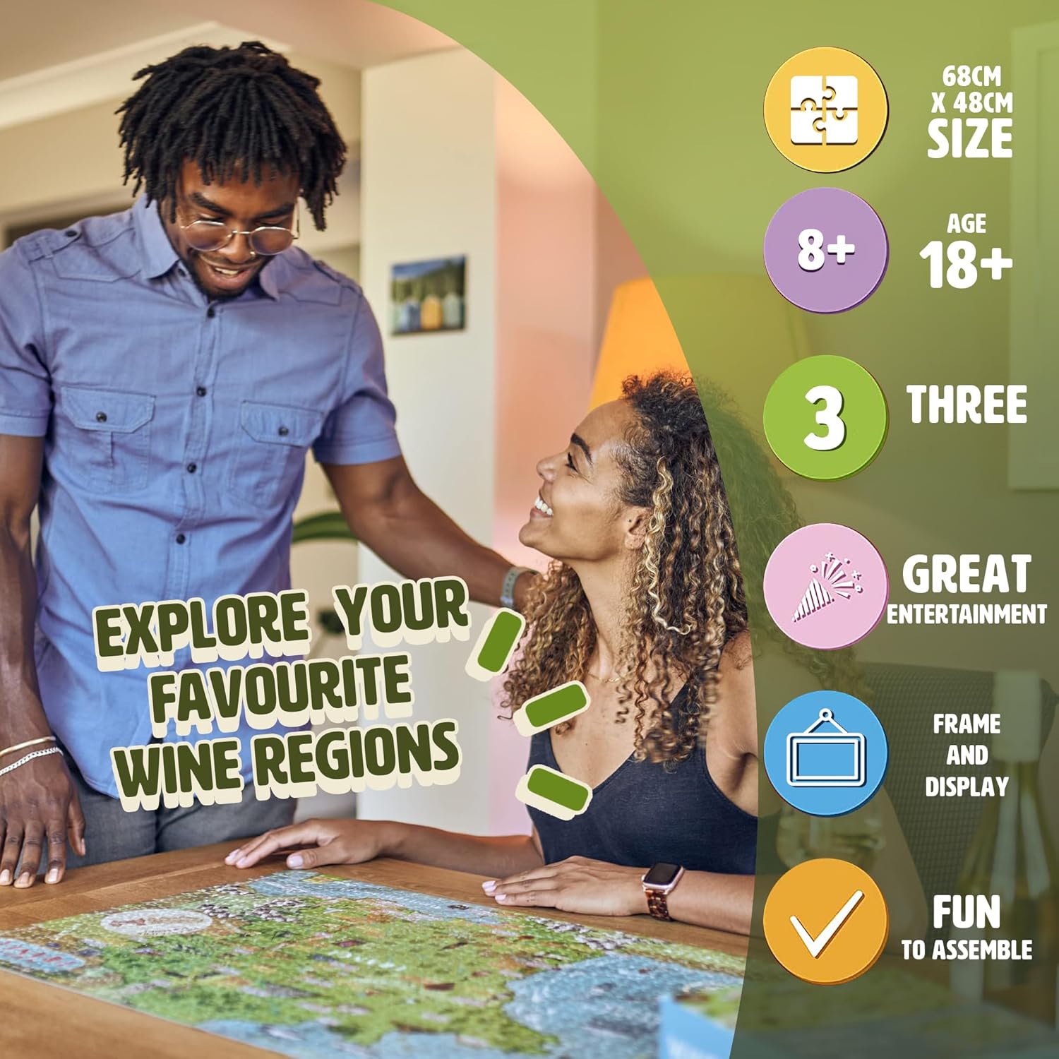 Puzzle Cru Wines Of France 1000 Piece Colourful Jigsaw Puzzle - A Beautiful Gift For Wine Lovers - Enjoy Travelling The French Vineyards From Your Own Home.