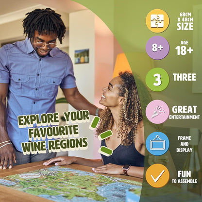 Puzzle Cru Wines Of France 1000 Piece Colourful Jigsaw Puzzle - A Beautiful Gift For Wine Lovers - Enjoy Travelling The French Vineyards From Your Own Home.