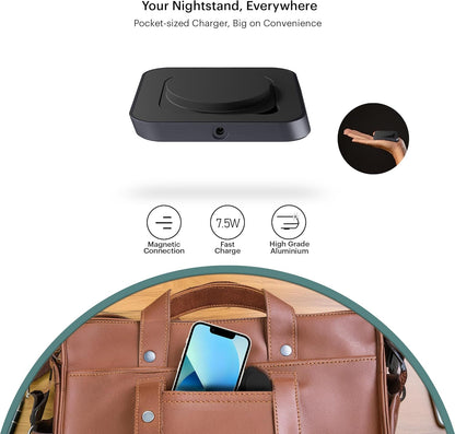 Zens Magnetic Nightstand Wireless Charger for iPhone 12 & Up - Magsafe and Apple Fast Charge compatible,15W Fast charging, Portrait/Landscape Stand, 20W Adapter, EU/UK/US Plugs, 3-Year Warranty, Black
