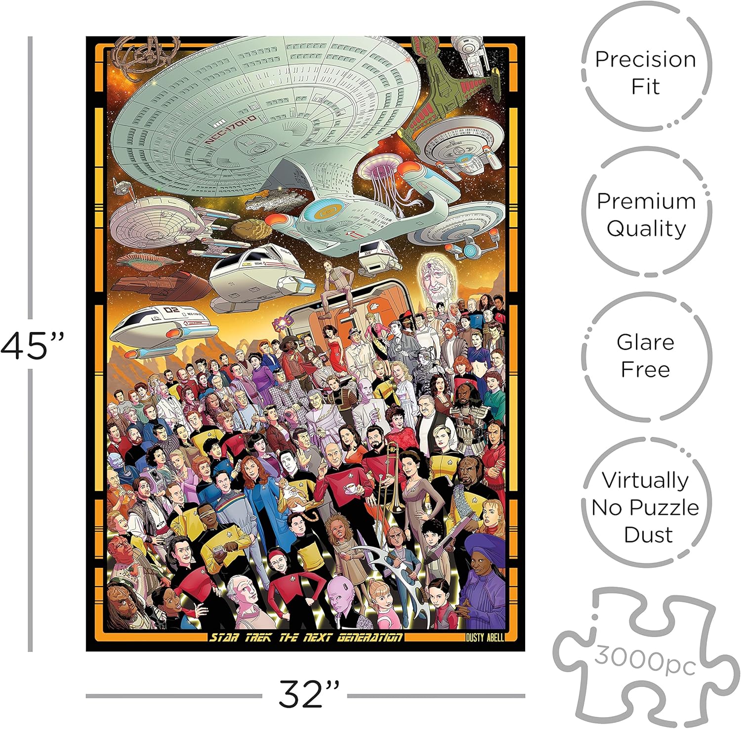 AQUARIUS Star Trek Next Gen Puzzle (3000 Piece Jigsaw Puzzle) - Officially Licensed Star Trek Merchandise & Collectibles - Glare Free - Precision Fit - 32 x 45 Inches