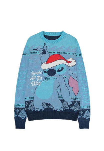 Disney Lilo Stitch Christmas Jumper Felpa Unisex-Adulto XXL Blu