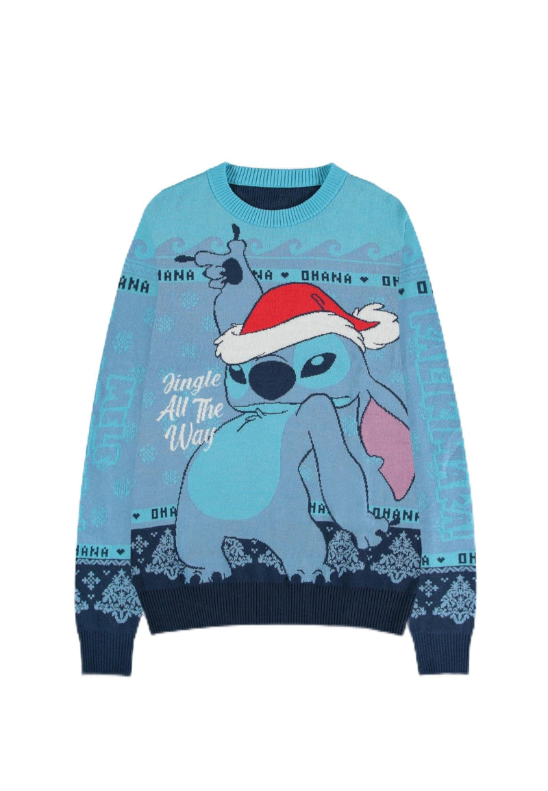 Disney Lilo Stitch Christmas Jumper Felpa Unisex-Adulto XXL Blu