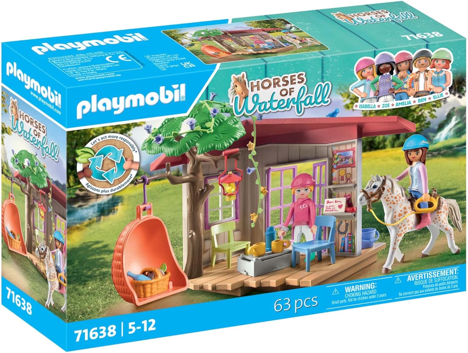 PLAYMOBIL Horses of Waterfall 71638 Geheimes Clubhaus für Pferdefans, inklusive Zwei Figuren, einem Pferd und einem Geheimversteck für Utensilien, nachhaltiges Spielzeug für Kinder ab 5 Jahren