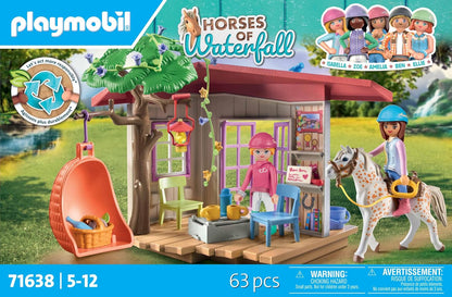 PLAYMOBIL Horses of Waterfall 71638 Geheimes Clubhaus für Pferdefans, inklusive Zwei Figuren, einem Pferd und einem Geheimversteck für Utensilien, nachhaltiges Spielzeug für Kinder ab 5 Jahren