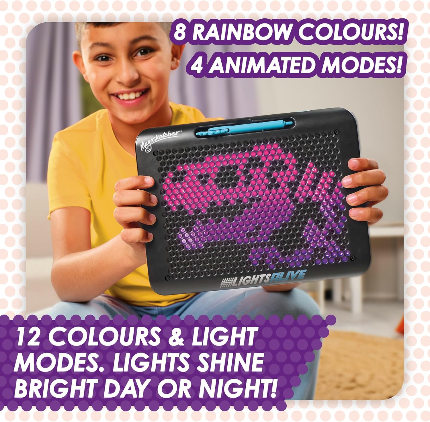 Megasketcher Tomy Lights Alive | Light Up Drawing Pad for Kids, Includes Pen with Roller, 2 Stencils | Drawing Toys for Ages 3+ Years