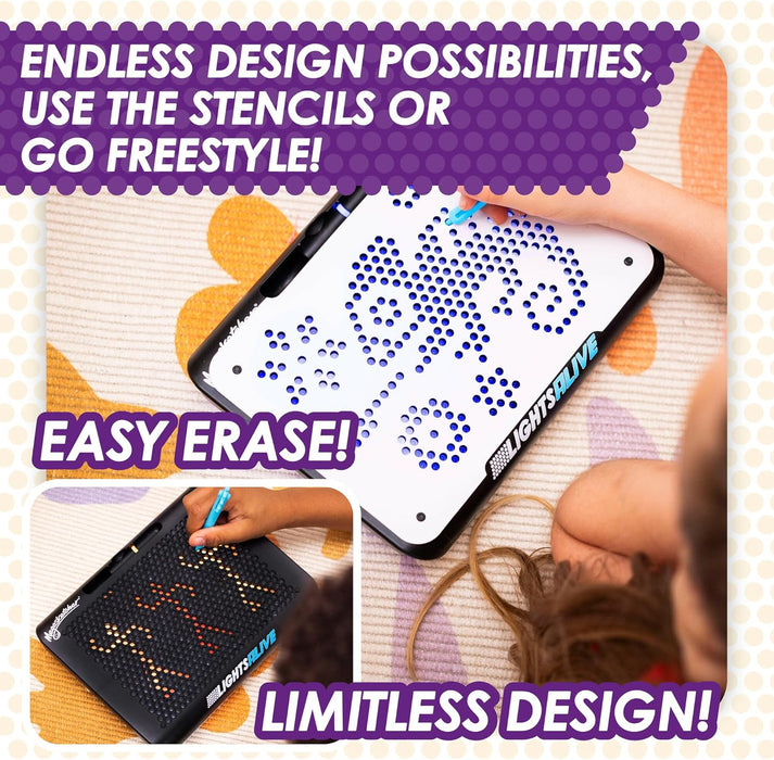 Megasketcher Tomy Lights Alive | Light Up Drawing Pad for Kids, Includes Pen with Roller, 2 Stencils | Drawing Toys for Ages 3+ Years