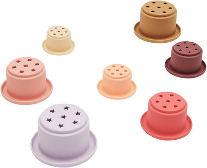 OYOY Tawa Siliconen stapelbekers Living DesignKleur: Vanille/Kersenrood