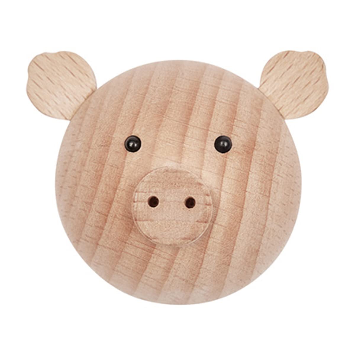 OYOY Mini Wall Hook Made of Wood Piglet Coat Hook for Children's Room 5.5 x 5 x 5 cm