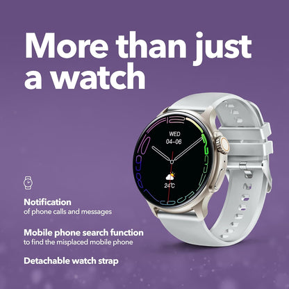 Emporia Watch Joy Smart Watch for Men & Women, Fitness Watch, Sports Watch, Seniors Health Watch, Phone Function, Bluetooth, Alarm Clock, Grey