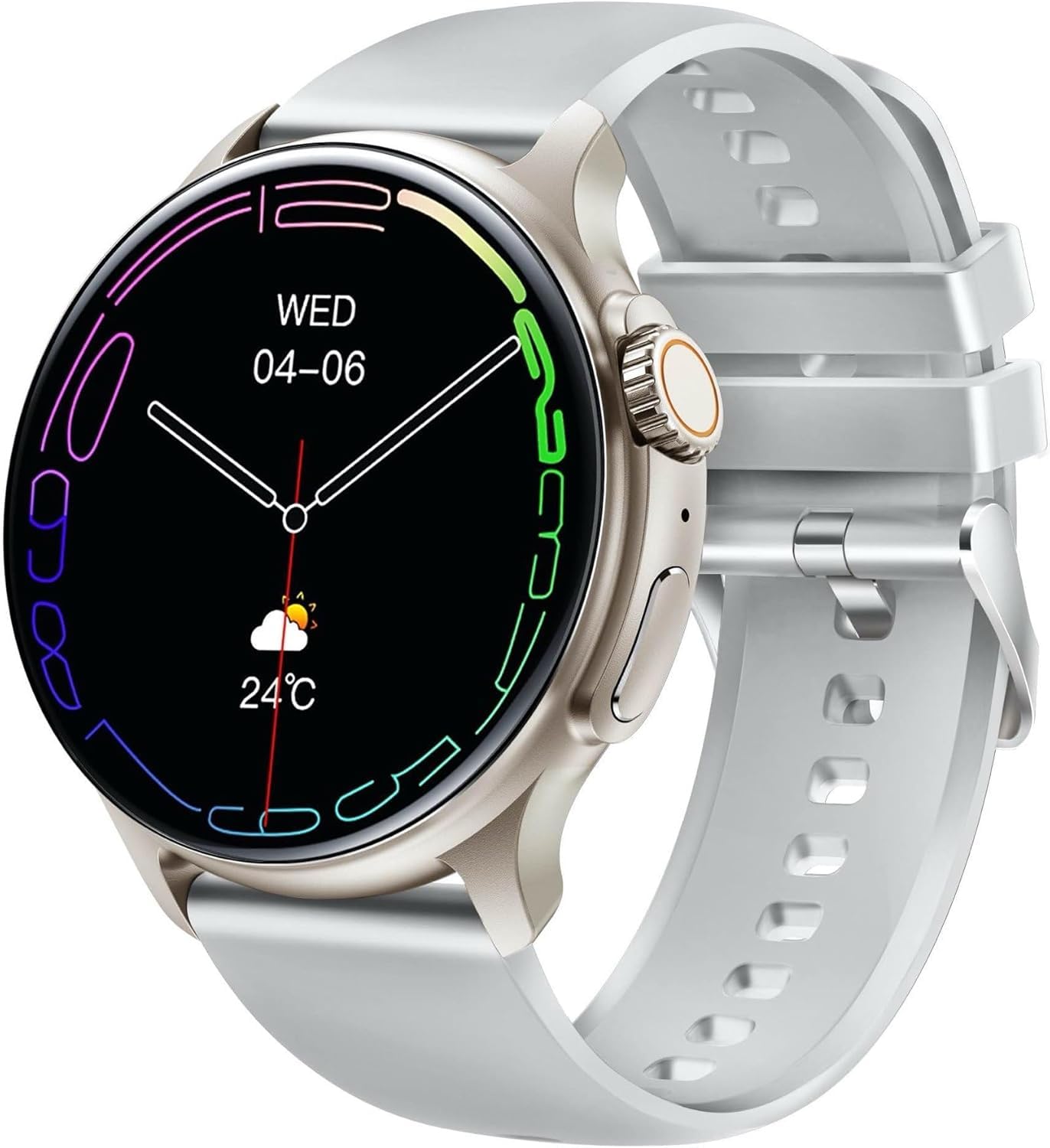 Emporia Watch Joy Smart Watch for Men & Women, Fitness Watch, Sports Watch, Seniors Health Watch, Phone Function, Bluetooth, Alarm Clock, Grey
