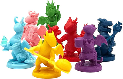 Lucky Duck Games Flamecraft Board Game Dragon Miniatures (Series 2) - Set of 7 Colorful Dragon Figures, 35-40mm Scale, Includes Hot Dog, Starburst, Thistle, and More! Made