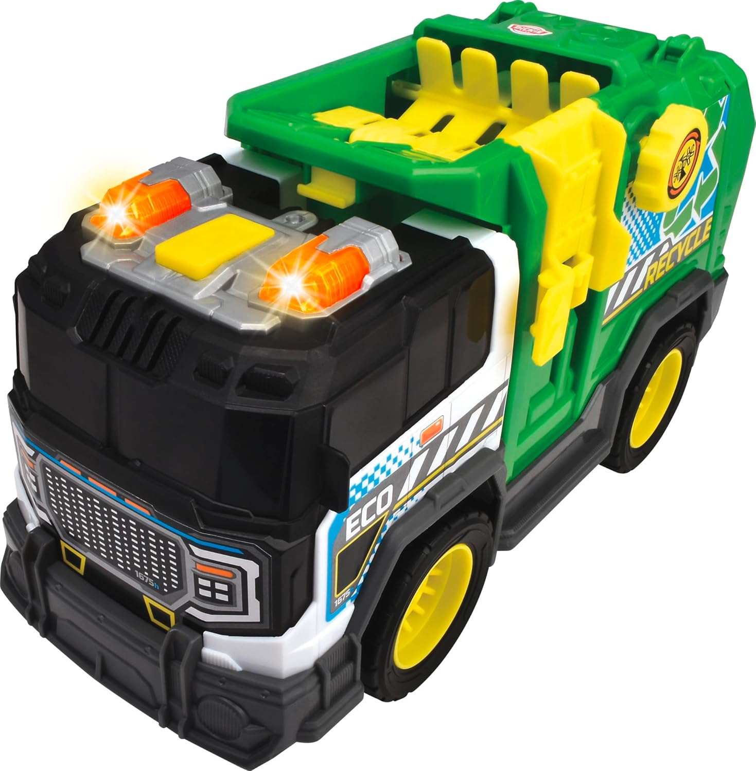 Dickie Toys - Recycle Truck (30 cm) - Large Rubbish Car from 3 Years with Functions & Accessories, Toy Waste Removal for Children with Light & Sound, Includes Batteries